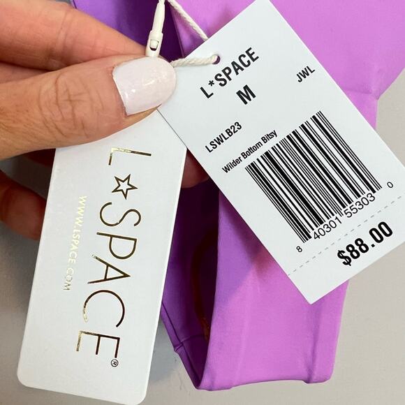 NWT l*space Wilder Bikini Bottom Jewel Purple sz M Bitsy Low Rise Cheeky Summer - Picture 6 of 9